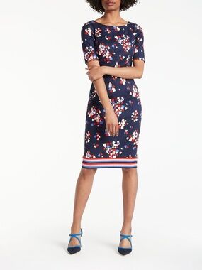 Boden Fleur fitted dress in navy tulip, size 10, EUC